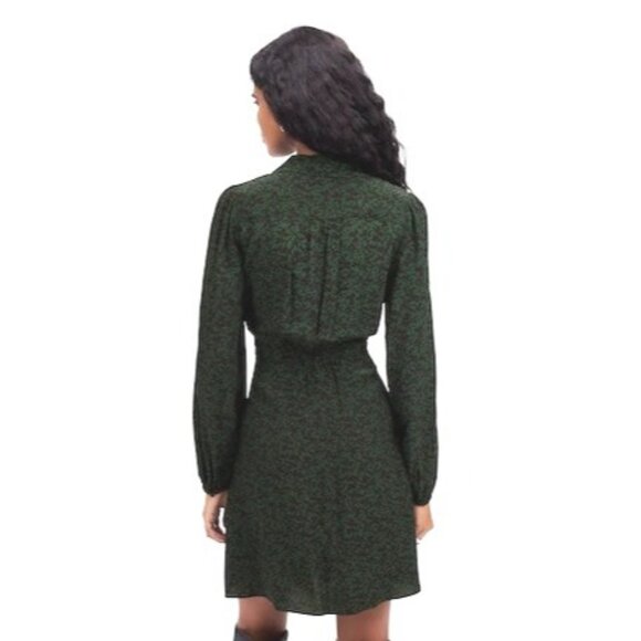 Madewell Long-Sleeve Mini Shirtdress In Floral Green Print Size 8 Womens Dress - Picture 2 of 16